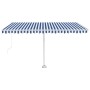 Toldo manual retráctil con LED azul y blanco 400x350 cm