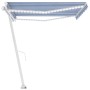 Toldo manual retráctil con LED azul y blanco 400x350 cm