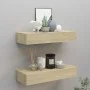 Wandregale mit Schublade 2 Stück MDF Eiche 60x23,5x10 cm von vidaXL, Regale und Regale - Ref: Foro24-330262, Preis: 100,26 €,...