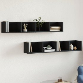 Muebles de pared 2 uds madera de ingeniería negro 99x18x16,5 cm en Estantes y estanterías | Comprar online en Foro24