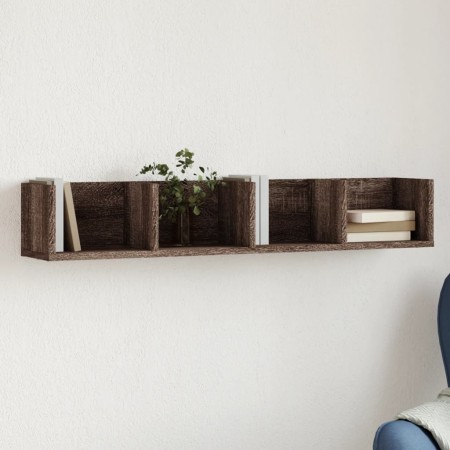 Mueble de pared madera de ingeniería marrón roble 99x18x16,5 cm en Estantes y estanterías | Comprar online en Foro24