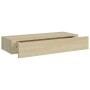 Wall shelves with drawer 2 pcs MDF oak 60x23.5x10 cm by vidaXL, Shelves and shelves - Ref: Foro24-330262, Price: 95,77 €, Dis...