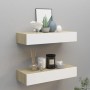 Wall shelves with drawer 2 units MDF oak/white 60x23.5x10cm by vidaXL, Shelves and shelves - Ref: Foro24-330264, Price: 100,5...