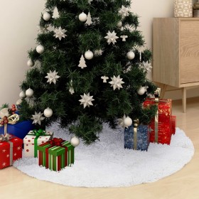 Falda del árbol de Navidad blanca 90 cm cuero sintético