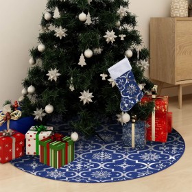 Falda del árbol de Navidad de lujo con calcetín tela azul 122cm