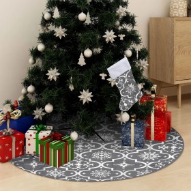 Falda del árbol de Navidad de lujo con calcetín tela gris 90 cm