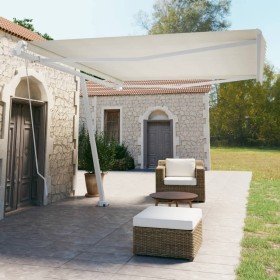 Toldo de pie retráctil manual crema 450x350 cm Toldo de pie retráctil manual crema 450x350 cm