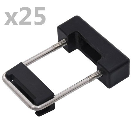 Conector en U con plástico para postes de valla 25 sets 60x40mm