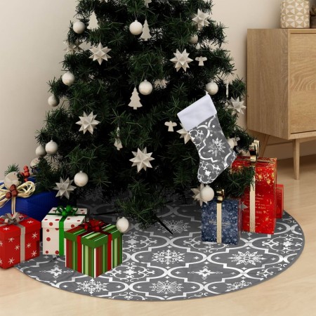 Falda del árbol de Navidad de lujo con calcetín tela gris 150cm