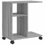 Mesa auxiliar ruedas madera ingeniería gris Sonoma 50x30x55 cm