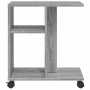 Mesa auxiliar ruedas madera ingeniería gris Sonoma 50x30x55 cm
