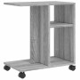 Mesa auxiliar ruedas madera ingeniería gris Sonoma 50x30x55 cm