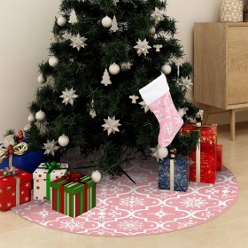 Falda del árbol de Navidad de lujo con calcetín tela rosa 90 cm