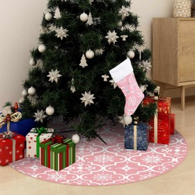 Falda del árbol de Navidad de lujo con calcetín tela rosa 150cm