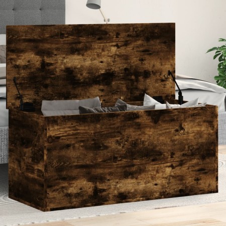 Caja de almacenaje madera ingeniería roble ahumado 100x42x46 cm en Baúles de almacenamiento | Comprar online en Foro24
