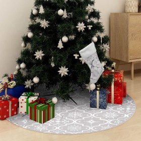 Falda del árbol de Navidad de lujo y calcetín tela blanco 122cm