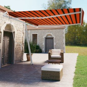 Toldo de pie automático naranja y marrón 450x350 cm Toldo de pie automático naranja y marrón 450x350 cm