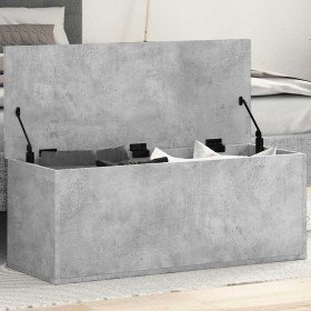 Caja de almacenaje madera ingeniería gris hormigón 90x35x35 cm en Baúles de almacenamiento | Comprar online en Foro24