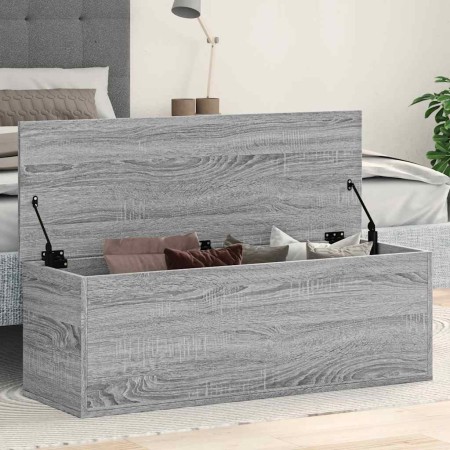 Caja de almacenaje madera ingeniería gris Sonoma 102x35x35 cm en Baúles de almacenamiento | Comprar online en Foro24