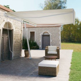Toldo de pie retráctil manual crema 500x350 cm Toldo de pie retráctil manual crema 500x350 cm