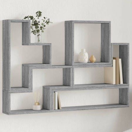 Estantería de pared madera ingeniería gris Sonoma 96x12x64 cm en Estantes y estanterías | Comprar online en Foro24
