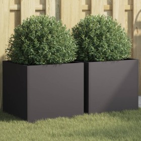 Jardineras 2 unidades acero negro 42x40x39 cm Jardineras 2 unidades acero negro 42x40x39 cm