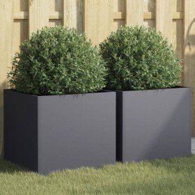Jardineras 2 unidades acero gris antracita 42x40x39 cm en Maceteros y jardineras | Comprar online en Foro24