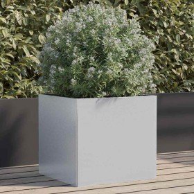 Jardinera de acero galvanizado plateado 42x40x39 cm en Maceteros y jardineras | Comprar online en Foro24