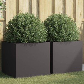 Jardineras 2 unidades acero negro 49x47x46 cm Jardineras 2 unidades acero negro 49x47x46 cm