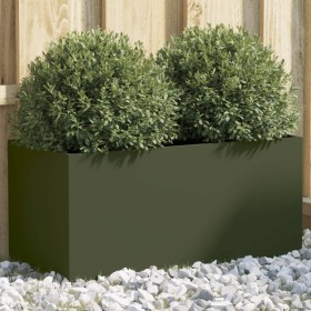 Jardinera acero verde oliva 62x30x29 cm Jardinera acero verde oliva 62x30x29 cm