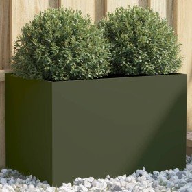 Jardinera acero verde oliva 62x40x39 cm en Maceteros y jardineras | Comprar online en Foro24