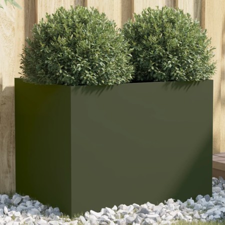 Jardinera acero verde oliva 62x47x46 cm en Maceteros y jardineras | Comprar online en Foro24