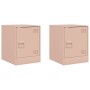 Mesitas de noche 2 unidades acero rosa 34,5x39x44 cm
