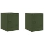 Mesitas de noche 2 unidades acero verde oliva 34,5x39x44 cm