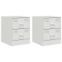 Mesitas de noche 2 unidades acero blanco 34,5x39x44 cm