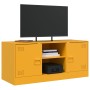 Mueble para TV de acero amarillo mostaza 99x39x44 cm