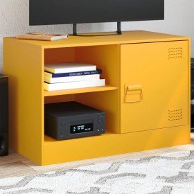 Mueble para TV de acero amarillo mostaza 67x39x44 cm Mueble para TV de acero amarillo mostaza 67x39x44 cm