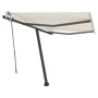 Toldo manual retráctil con LED crema 300x250 cm
