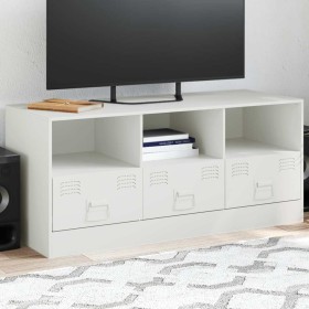 Mueble para TV de acero blanco 99x39x44 cm
