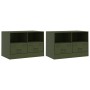 Muebles para TV 2 unidades acero verde oliva 67x39x44 cm en Muebles TV | Comprar online en Foro24