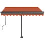 Toldo retráctil manual con LED naranja y marrón 350x250 cm