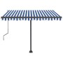 Toldo de pie automático azul y blanco 350x250 cm