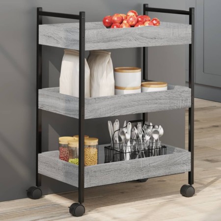Carrito de cocina madera de ingeniería gris Sonoma 50x30x70 cm