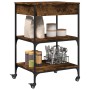 Carrito de cocina madera ingeniería roble ahumado 60x48x89,5 cm