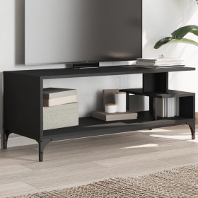 Mueble de TV madera de ingeniería y acero negro 102x40x41 cm en Muebles TV | Comprar online en Foro24