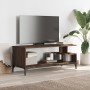 Mueble de TV madera de ingeniería y acero marrón 102x40x41 cm