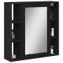 Armario con espejo de baño madera ingeniería negro 60x16x60 cm en Tocadores de baño | Comprar online en Foro24