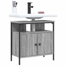 Armario lavabo baño madera ingeniería gris Sonoma 60x30x60 cm Armario lavabo baño madera ingeniería gris Sonoma 60x30x60 cm