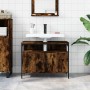 Armario lavabo baño madera ingeniería roble ahumado 80x30x60 cm