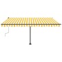 Toldo de pie retráctil manual amarillo y blanco 400x300 cm